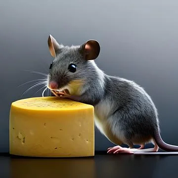 Mouse with cheese Stock Illustration