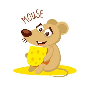 Mouse with cheese Vector illustration isolated Illustrazione stock