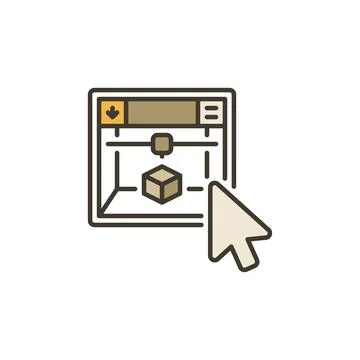 Mouse Click on 3D Printer vector Printing concept colored icon Stock Illustration