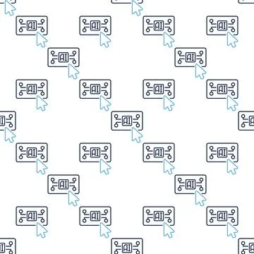 Mouse Click on AI Button vector Artificial Intelligence linear seamless patte 스톡 일러스트