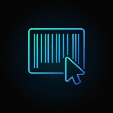 Mouse click on barcode blue icon in thin line style Stock Illustration