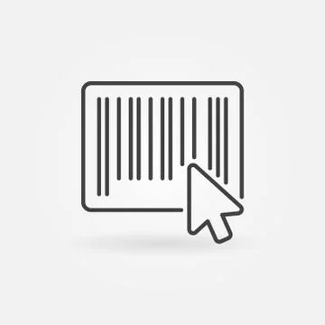 Mouse click on barcode icon in thin line style Stock Illustration