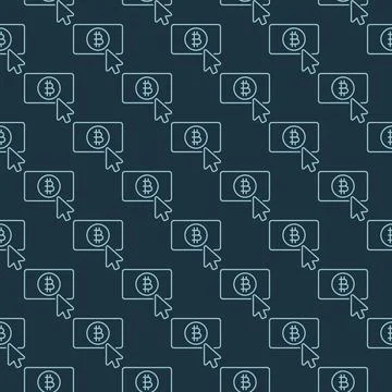 Mouse click on Bitcoin button vector Crypto Currency seamless pattern in th.. Stock Illustration