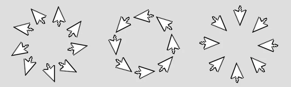 Mouse click circle frame. Arrow pointer round border Illustrazione stock