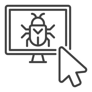 Mouse Click on Computer Virus vector outline icon or symbol Illustrazione stock