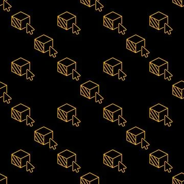 Mouse Click on Cube vector Additive Manufacturing seamless pattern in thin .. Illustrazione stock