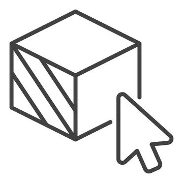Mouse Click on Cube vector Additive Manufacturing icon or sign in thin line.. Stock Illustration