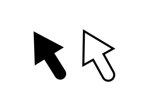 Mouse click cursor arrow icon set filled and outline shape Stock Illustration