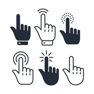 Mouse click cursor set. Pointer hand click. Vector stock illustration. Stock Illustration