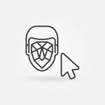 Mouse Click on Face Recognition vector line icon Illustrazione stock