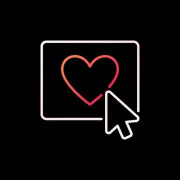 Mouse click on Heart Button vector colorful outline icon or sign 스톡 일러스트