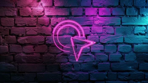 Mouse Click Icon neon icon on brick wall background Stock Footage 276165334