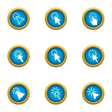 Mouse click icons set, flat style Illustrazione stock