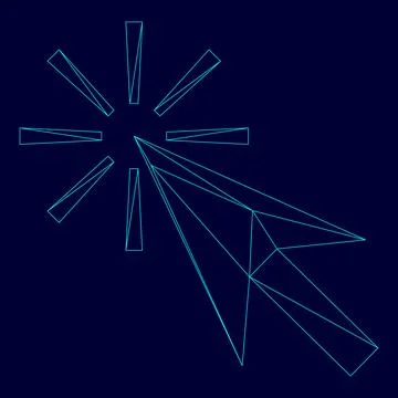 Mouse click low poly triangulation triangulated polygonal electric cyan blue  Ilustração Stock