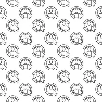 Mouse Click on Man in Circle vector outline seamless pattern Stock Illustration