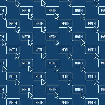 Mouse Click on Math Button vector Mathematics blue outline seamless pattern Stock Illustration