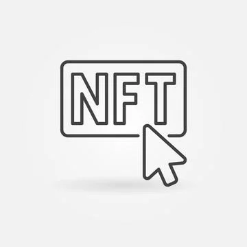 Mouse click on NFT Button linear icon. Vector PC Mouse Cursor sign Stock Illustration