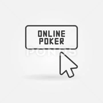 Mouse click on Online Poker button vector outline icon Stock Illustration