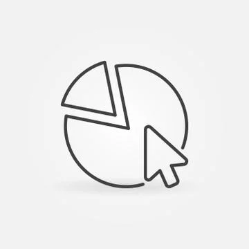 Mouse Click on Pie Chart vector thin line concept icon Illustrazione stock