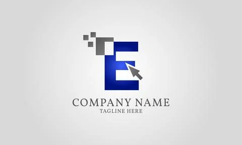 Mouse click pixel digital letter E Stock Illustration