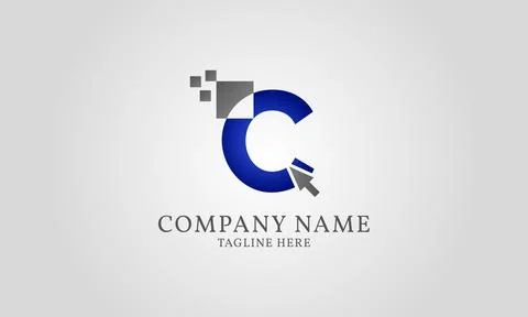 Mouse click pixel digital letter C Stock Illustration