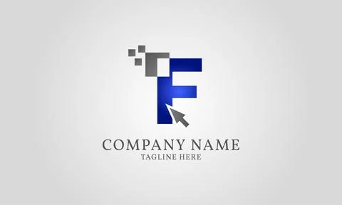 Mouse click pixel digital letter F Stock Illustration