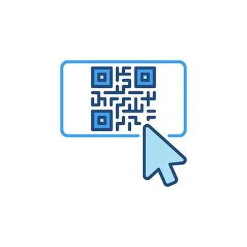 Mouse click on QR Code button vector concept colored icon Illustrazione stock