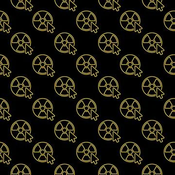 Mouse Click on Radiation symbol vector seamless pattern in outline style Illustrazione stock