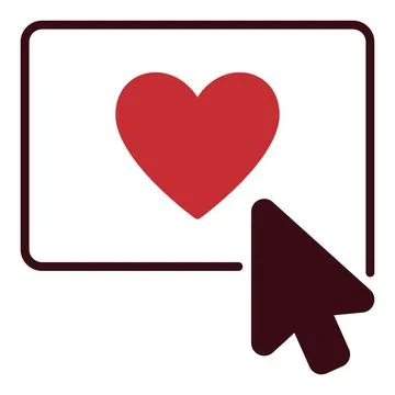 Mouse click on red Heart vector icon - Love sign Stock Illustration