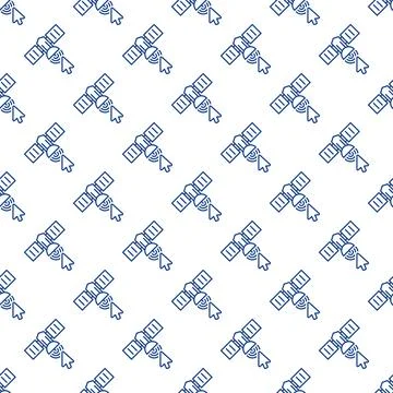 Mouse Click on Satellite vector concept line seamless pattern Illustrazione stock