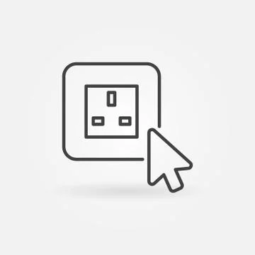 Mouse click on UK smart socket vector outline icon Stock Illustration