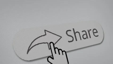 Mouse clicking share button on the social media of device screen. Stock Footage 235961468