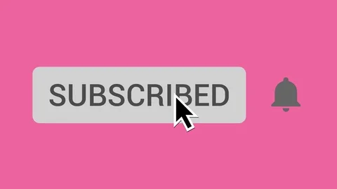 Mouse Clicking Subscribe Button and Bell Notification with Pink Background. Stock Footage 99767596