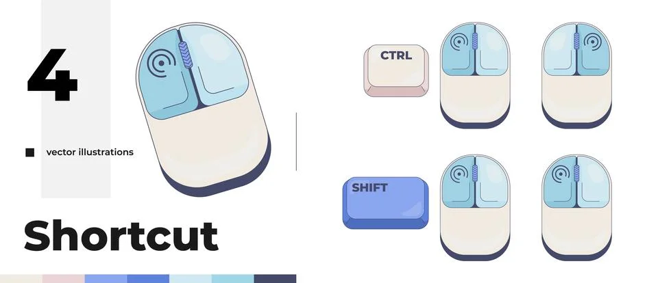 Mouse clicks and computer keyboard shortcut pack Stock Illustration