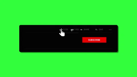 Mouse clicks on like button and then subscribe button on channel green screen Stock Footage 235961371