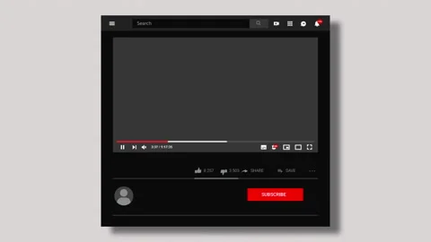 Mouse clicks on video player play button. Social media interface video player Video stock 235734695