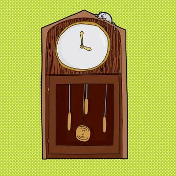 Mouse on Clock with Empty Face Stock Illustration