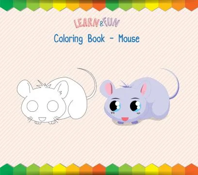 Mouse coloring book educational game Stock Illustration
