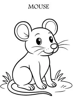 Mouse Coloring Page – Printable Cute Animal Art for Kids Stock Illustration