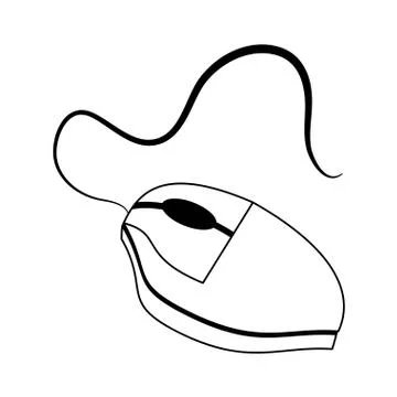 Mouse computer hardware isolated device in black and white Stock Illustration