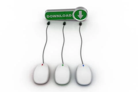 Mouse connect with download icon Stock Illustration