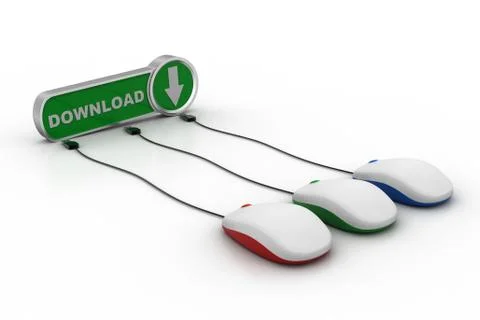 Mouse connect with download icon Stock Illustration
