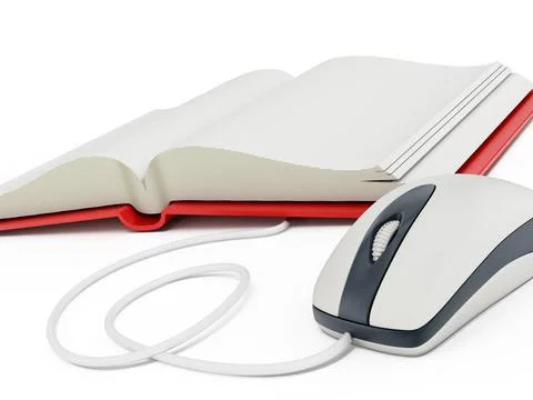Mouse connected to open book Computer mouse connected to open book Copyrig... 스톡 사진