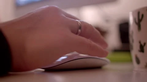 Mouse control computer program hand is operating a computer mouse that is situat Stock Footage 295933067