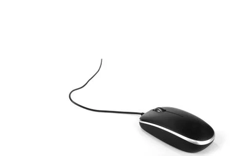 Mouse with cord on a white background Stock Photos
