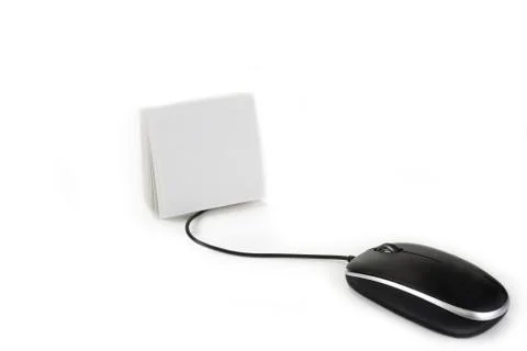 Mouse with cord on a white background Stock Photos