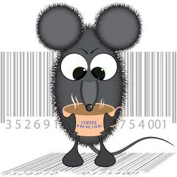 Mouse with a Cup of coffee . cartoon vector illustration. Stock Illustration