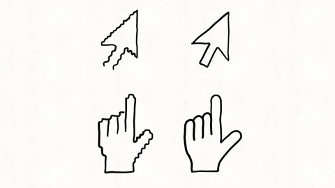 Mouse Cursor and Hand Pointer Click Icons Animation Stock Footage 342018459