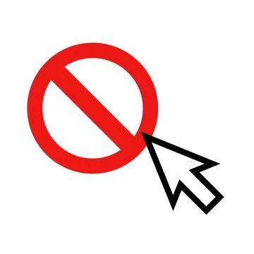 Mouse cursor and stop sign. Not clickable. Vectors. Stock Illustration