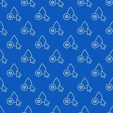Mouse Cursor on Blood Drop with Sugar vector outline blue seamless pattern Illustrazione stock
